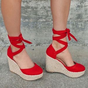 Brand New! Lulu's Red Saramae Espadrilles Size: 9